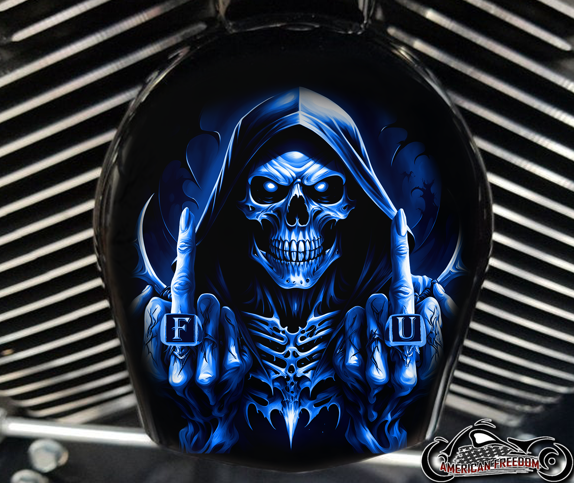 Custom Horn Cover - FU Reaper Blue